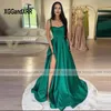 Robes de fête de design simple robe de bal longue verte 2024 chérie spaghetti high côté fente robe de soirée femme de remise des diplômes