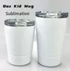 DIY sublimatie 8oz witte kind mok met deksel roestvrijstalen dubbele laag wijnglazen geïsoleerde kind sippy cup met stro water BO9027989