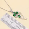 925 Sterling Silver Green Stones Cubic Zirconia sieradensets voor dames oorschangspendantnecklaceringbracelet 240506