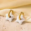 Brincos de argolas de cor de ouro na moda estrelas de esmalte para mulheres garotas pingando acessórios de jóias a petróleo por atacado