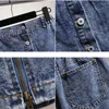 Saias 2024 xxl-6xl Salia de jeans alta cintura A-line Mini Women Summer Elastic Single Button Blue Jean G353