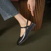 Lässige Schuhe ASILETO Design für Frauen quadratischer Zehen Rückenschnalle Gurt fest elegante weibliche Wohnungen flach bequem bequem große Größe 41 42 43