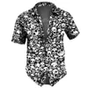 T-shirts masculins New Skull Mens Shirts Streetwear Streetwear Vintage Shirt For Men Hip Hop Sorme à manches courtes Top Summer Summer Men Hawaiian Shirts J240509