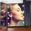 Kompakte Spiegel faltbare Make -up -Spiegel -Taschen -Reisespiegel mit LED -leichter Badezimmer Schminktisch Verstellbarer Helligkeit Make -up Spiegel D24051010
