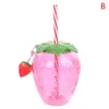 Vattenflaskor 1 st högkvalitativt kreativ vår sommartecknad Strawberry Straw Cup Plastic Lovely Girl Portable