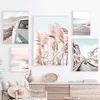 Wallpapers Noordse canvas schilderij voor woonkamer decor strand zeegeposters golfbrug ze starfish shell riet muur kunst geprinte foto j240505