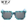 Sunglasses WarBLADE Fashion Childrens Square Mosaic Boys and Girls Glasses with Case Sun Pixels Q240410