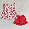 Kläder sätter sommar mode baby flickor rosa vattenmelon bubbla hylsa shorts set grossistbutik barn kläder