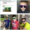 Sunglasses WarBLADE Fashion Childrens Square Mosaic Boys and Girls Glasses with Case Sun Pixels Q240410