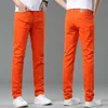Kong Hong Sommer dünne und hellorange Jeans Herren Trendy Brand Sticked Korean Edition High End Luxus Slim Fit Small Feet Hosen
