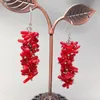 Dingle örhängen Yygem 11mm Red Coral 925 Sivler Hook Party Women Jewelry