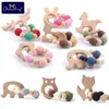 Teethers Toys 1 piece of Aniaml Sika Deer DIY Crafted Baby Bracelet with Wooden Teeth Sidewinder Snake Beech Wood Rodent Hook Needle Beads Childrens Toy Gifts d240509