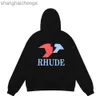 Роскошные дизайнерские дизайнеры Rhuder Hoodies Little Fashion Letter Printing Высококачественные хлопковые высокие весовые капюшоны.