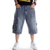 Bijgesneden broek blauwe shorts zevenpunt jeans voor mannen gewassen mannen Jean shorts elastisch en trendy losse en casual ademende plus size broek 30-46