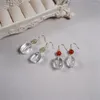 Dangle Ohrringe handgefertigt natürliche hetische Jade weißer Kristall Drop Ohrring rotes Achate Haken Vintage Charm Jewelry Romantische weibliche Feingeschenke