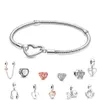 Kadınlar S925 Silver Charm Breaselets Logo Tasarımı Yahudi Yılan Zinciri Fit Pandora Boncukları Orijinal Kutu 308R ile Lady Diy Yapımı