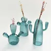 植物のためのサボテンの形をしたガラス花瓶クリエイティブ花瓶の装飾ホームデスクトップ装飾透明な水耕栽培植物花瓶の誕生日プレゼント240510