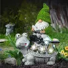 Garden and Statue Decoration,solar Figurine Light,lawn Ornament Accessories,funny & Cute Gifts for Turtle Lover with Gnome Reading Book Outdoor in Patio