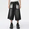 Heren shorts Black Baggy Denim Wide Been Losse jeans y2k vintage unisex zomer casual