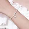 4 mm kralen luxe merk klassieke designer armband voor vrouwen meisjes houden van witte diamant zirkon hart s925 zilveren armbanden sieraden cadeau
