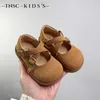 Sneakers Girls Corée Version Single Shoe 2024 Spring New Cross Princess Shoes Baby Girl Plux Leather Soft Sole Velcro Small H240510