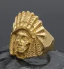 Heren Hip Hop Gold Ring Sieraden Retro Indian Chief Punk Vintage overdreven legering metaalringen959711444