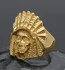 Bijoux en or Hip Hop Gold Retro Chief Indian Punk Punk vintage Exagéré All-Metal Anneaux9597114