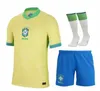 2024 Kinder Fußball Kits Brazils Fußballtrikots L.Paqueta Neymar Vini Jr.P.Coutinho Richarlison G.Jesus T.Silva Bruno G. Pele Casemiro National Football Jersey Kit