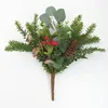 Fiori decorativi 35 cm Decorazione natalizia Pine cono Berries Bouquet Atmosfera Disposizione della scena per l'arredamento delle feste a casa