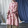 Trench Coats Femme JOHNINES Femmes Vintage Print Floral Bouton Floral Stand Long Spring 2024 POCHETS STYLE CHINIS