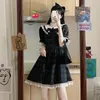 Feestjurken kawaii boog Japanse lolita college stijl korte mouw mini jurk vrouwen slank vintage plaid kanten spliching zomer