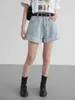 Kobiety Kobiety Chic Ven Women Denim Shorts Nowy vintage luźne zwinięte w talii krótkie dżinsy swobodne kobiety szerokie nogi 2023 Summer Y240504