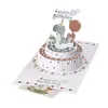NEW Happy Birthday 3d Three-dimensional Folding Cake Cartoon Greeting Card Girl Birthday Greeting Cards Gift Card with Envelope3d cake birthday card