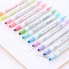 12 Pastel Colors Highlighter Pen Eye-Protect Light Color MilkLiner Dual Tip Fluorescent Pens Office School Drawing Marker 240425