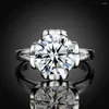 Mit Seitensteinen Bague Femme Big Elegante Blumenringe für Frauen Eherieband Edelstahl gefüllt silberfarbene Farbe Brautschmuck Tropfen