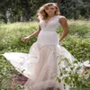 Limor Rosen 2020 Vestidos de novia de campo Ilusión Capa de joya de cuerpo Apliques de la corte Train Vintage Garden Beach Boho Bridal Gowns 194N