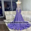 Sexy Sparkly Lavender Prom Straps Crystal Rhinestone Beadings Birthday Party Dress Formal Events Gowns Robe De Bal