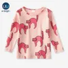 T-shirts bébé t-shirt coton à manches longues t-shirts t-shirt filles t-shirt mignon léopard chat sika motif de cerf automne bébé t-shirtl240509