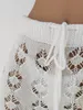 Calça de malha de moda para mulheres brancas crochê longa calça de calça de verão praia usa corda de corda malha as calças de praia hole xl