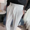 High Quality Business Casual Brushed High Waist Mens Solid Color Formal Pants Mens Formal Office Social Set Pants 240429