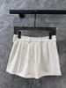 Kvinnors shorts 2024 Spring Summer Casual White Retro Belt Decoration Linne bomull Hög midja A-Line Woman Byxor kvinnliga byxor