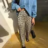 Pantaloni da donna Donne leopardo leopardo gamba larga per i pantaloni elastici di mezza risetta lavoro estivo abbigliamento per il tempo libero