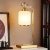 Tafellampen Chinese luxe goud glans koperen lamp LED glazen lampenkap naast slaapkamerlichten woonkamer studiebureau