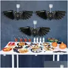 Oggetti decorativi Figurine Nuove Halloween Flying Bat Pun di Ornamento sospeso per Decoration Festival Batti horror Haunted House Decor Dhtsk