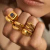 Европейская и американская модная тенденция циркона кольцо 18K Золотая из нержавеющей стали Instagram Red Ring Jewelry Women 240510