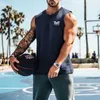 T-shirt maschile estate New Fashion Cotton Sleeveless Henley Shirt Top Top Top Mens T-shirt Gytness Fitness Top Top Sports Casual Sports J240509