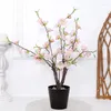 Decorative Flowers 1pc-37CM Simulated Plum Tree Pot Living Room Decoration Real Touch Artificial Flower Mother's Day Gift