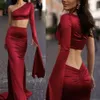 Fashion Bury Sleeves Prom Dresses Separated 2 Pieces One Shoulder Long Evening Gowns Mermaid Formal Party Dress Custom Made 0510