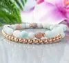 MG1065 Amazonite och Rose Gold Hematite Wrap Armband Dainty Bohemian Gemstone Armband Natural Anxiety Relief Stacking Armelets5683523