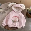 Pullover meiden hoodie winter dikke ritsjekruid kinderen pluche kinderjasje konijn oor kinderen kinderjasje baby sweaterl2405